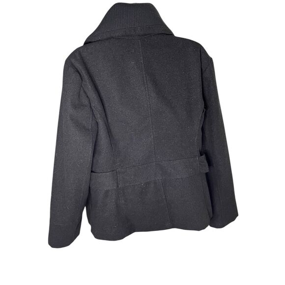 Vtg 90s Allison Lane Regular Fit Peacoat Rib Collar Double Breasted Charcoal L - Picture 2 of 5